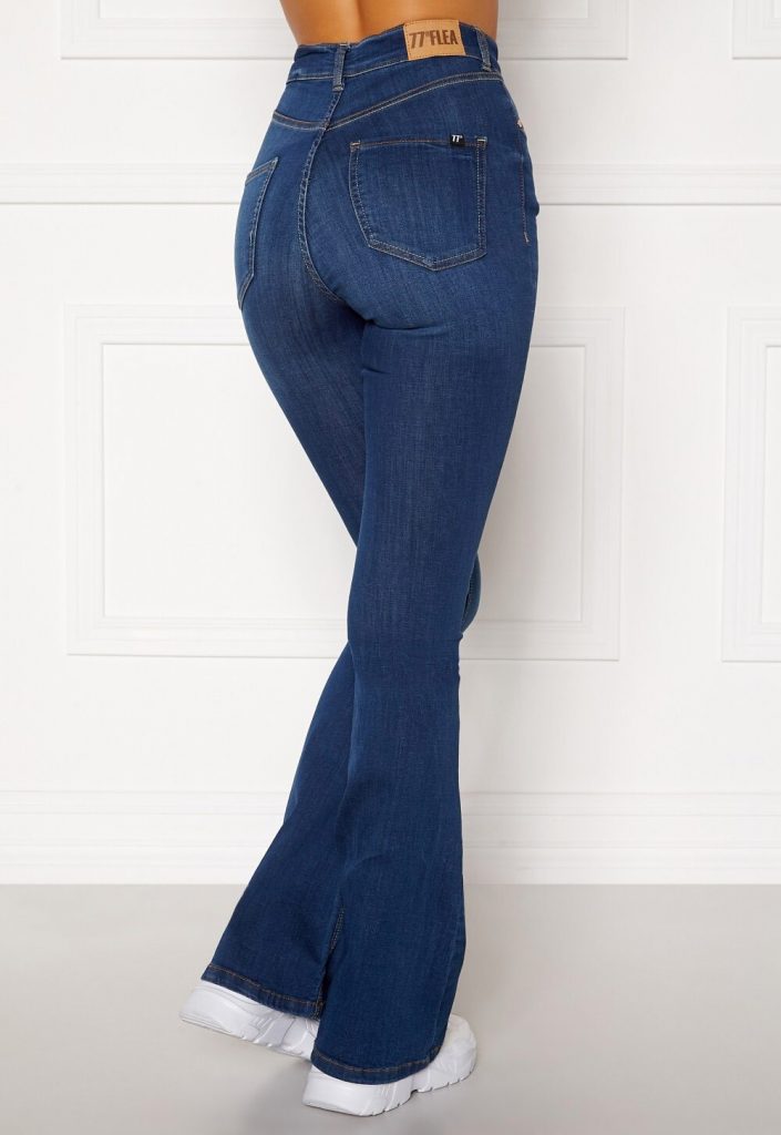 jeans mörka flared mörkblå