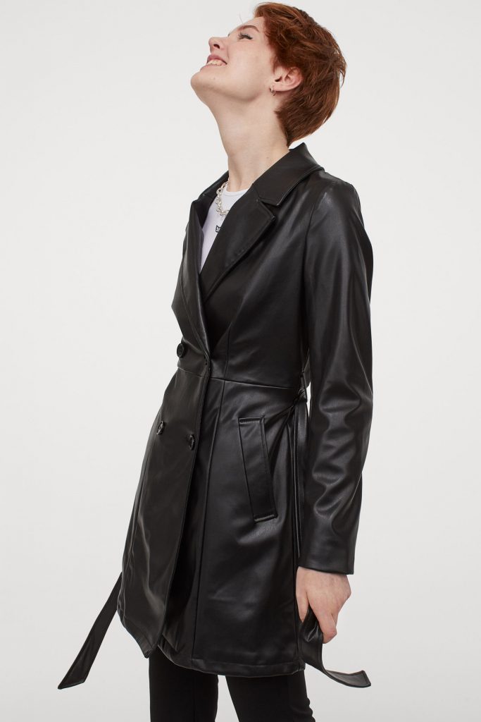 trenchcoat svart kort lader