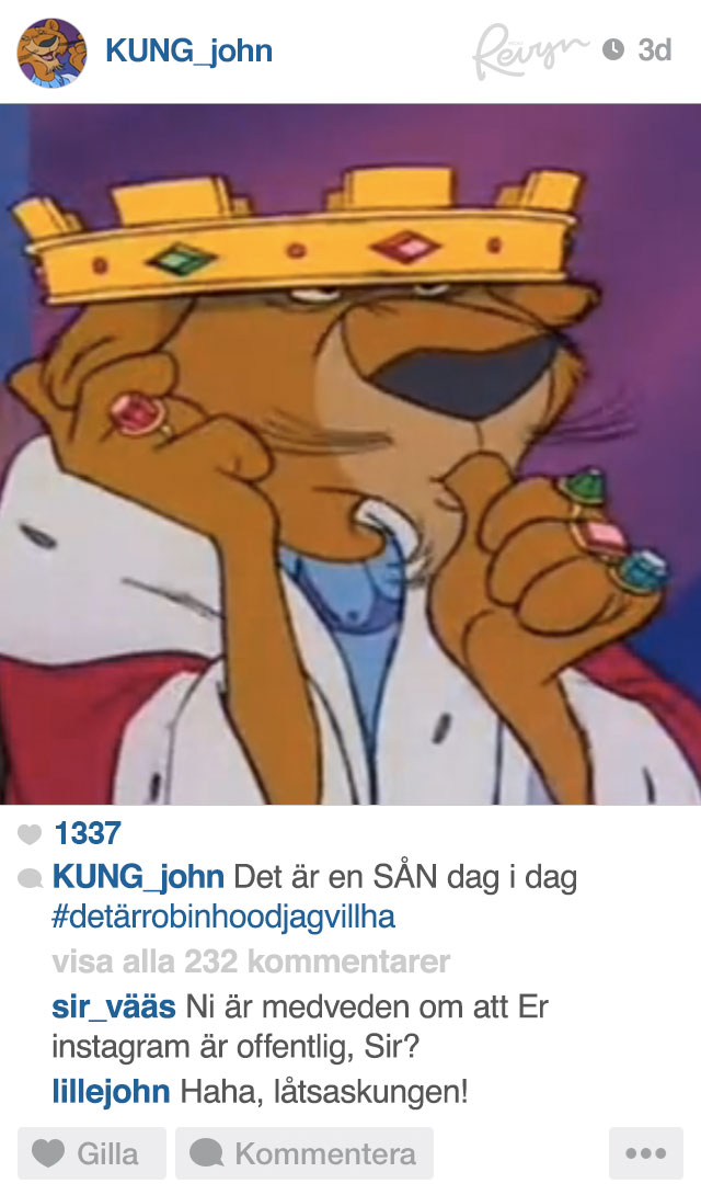 Prins John på Instagram