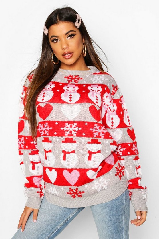 dam crystal fairisle christmas snowman jumper