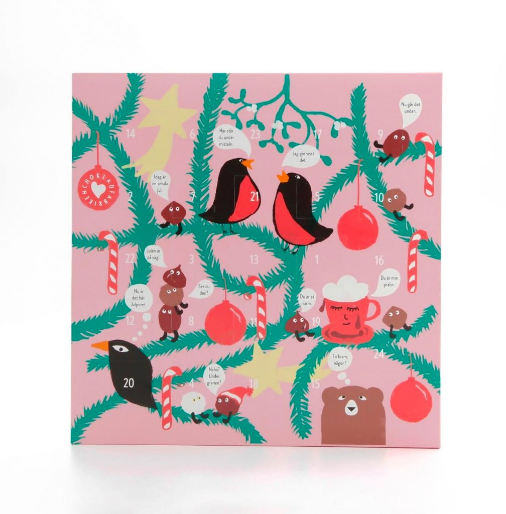 chokladkalender ljus fran chokladfabriken