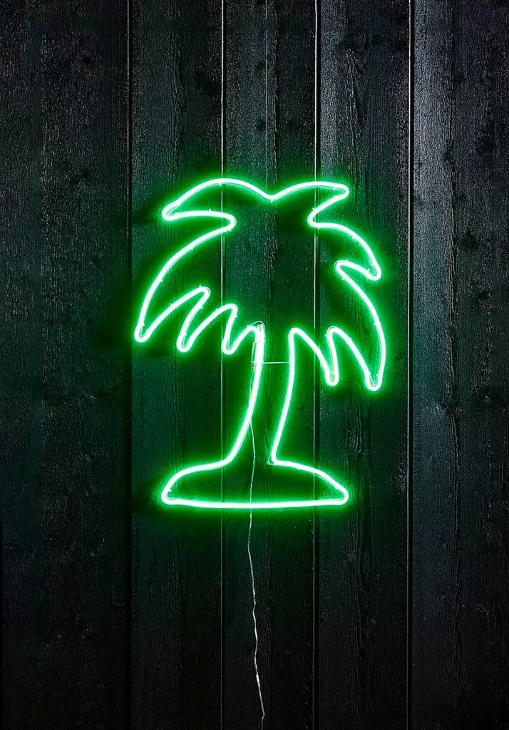 neonlampa neonskylt vagg LED palm