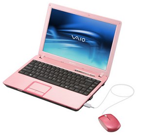 sony vaio pink notebook laptop