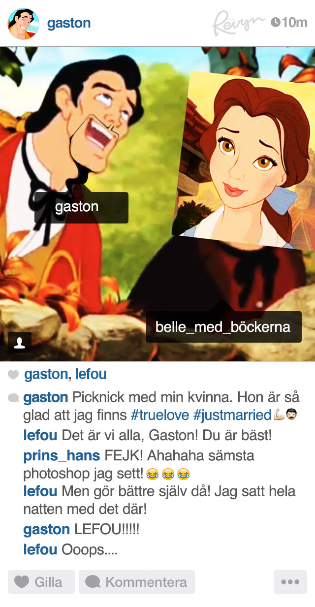 Gaston och Belle från Skönheten och Odjuret