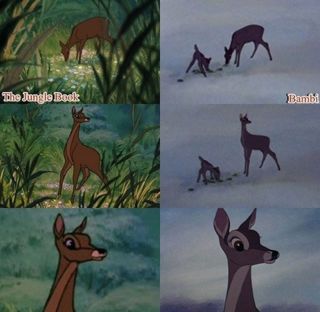 Bambis mamam i djungelboken.